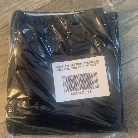 NWT LANDS' END WOMEN'S MID RISE CHINO PANTS STRAIGHT LEG BLACK 2 & 2P (PETITE) - Picture 13 of 15